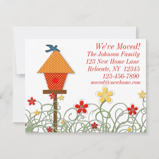 Invitación de desplazamiento de la casa de pájaro (Anverso)