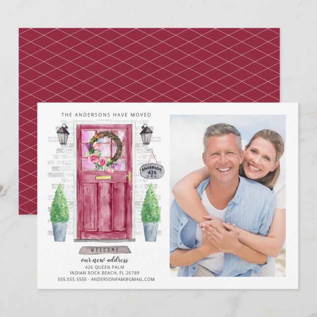 Invitación de desplazamiento de la foto de la puer (Anverso / Reverso)