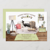 Invitación de desplazamiento de perro collie de bo