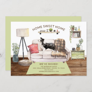 Invitación de desplazamiento de perro collie de bo