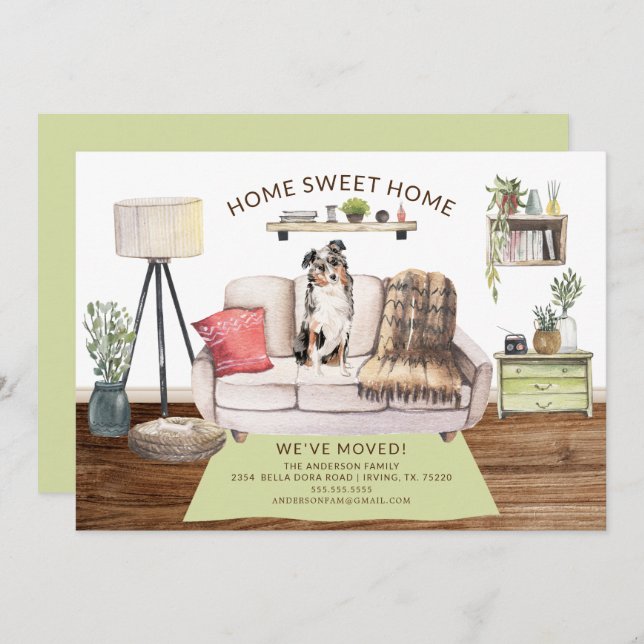 Invitación de desplazamiento de perro pastor austr (Anverso / Reverso)