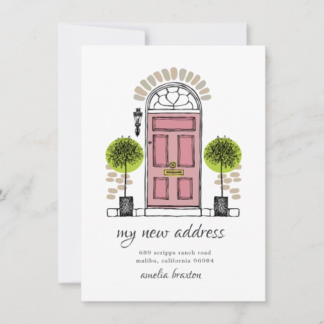 Invitación de desplazamiento de puerta rosa (Anverso)