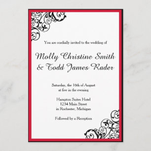 Invitación de desplazamiento negro y rojo