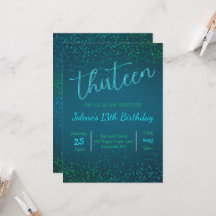 Invitación de destello verde azul