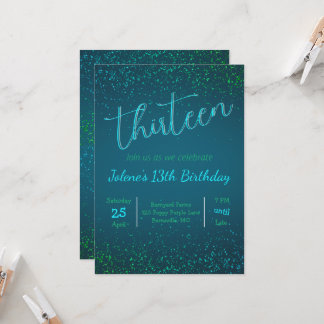 Invitación de destello verde azul