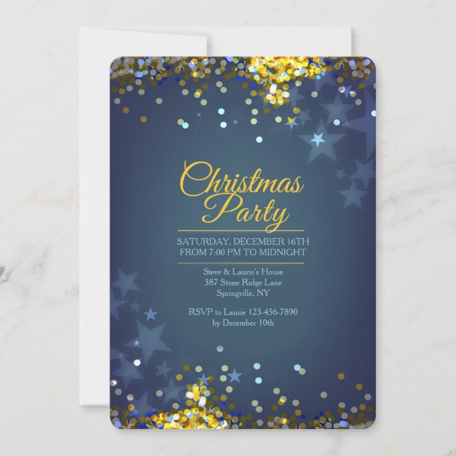 Invitación de destellos de fiesta de Navidad (Anverso)