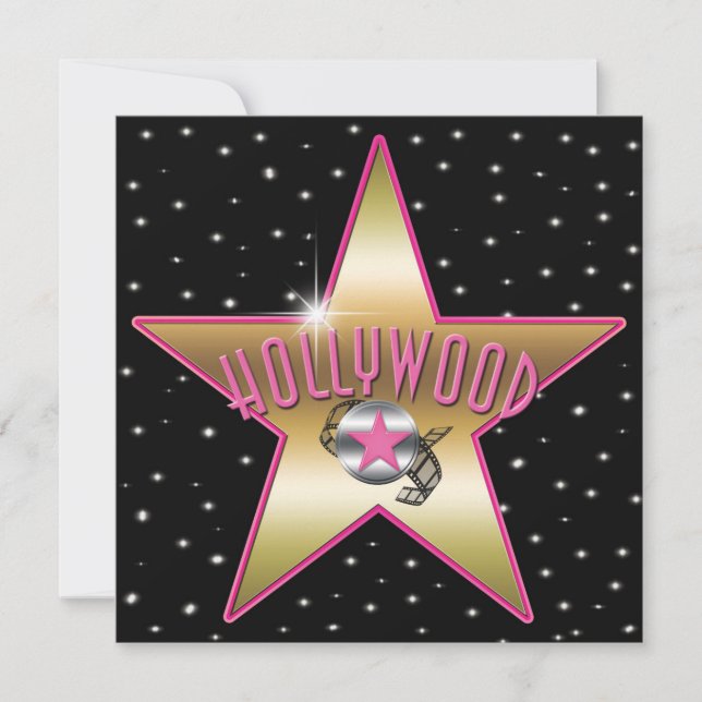 Invitación de destellos de Hollywood con estrellas (Anverso)