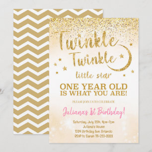 Invitación de destellos dorados Twinkle Little Sta