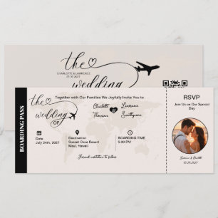 Invitación de Destino de Boda de Pase de Abordaje 