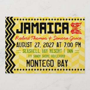 Invitación de destino de JAMAICA oro metálico