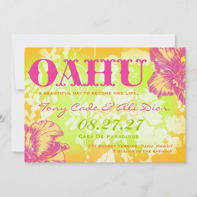 Invitación de destino de OAHU HAWAII (Anverso)