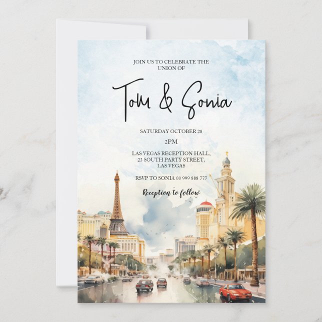 Invitación de destino del Boda paisajístico de Las (Anverso)