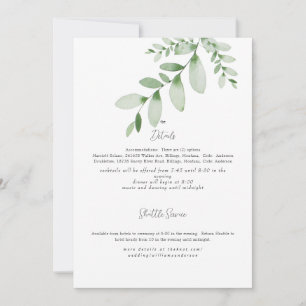 Invitación de detalle de boda con acuarela y veget