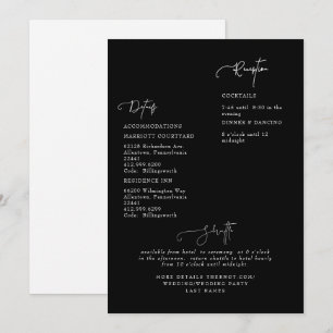 Invitación de detalle de boda negra
