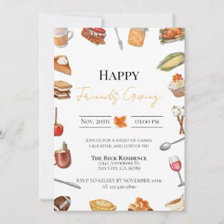 Invitación de Día de Acción de Gracias para Amigos