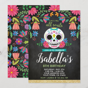 Invitación de Dia de los Muertos Birthday