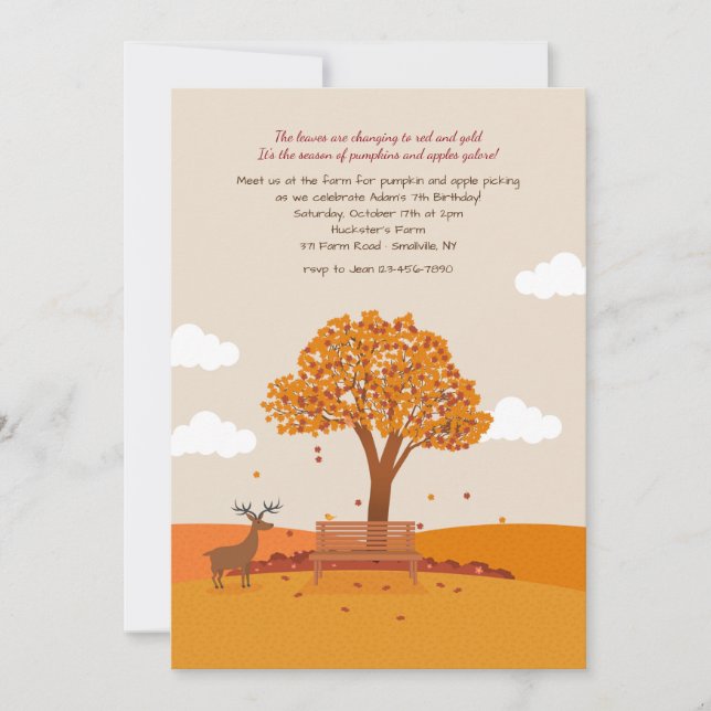 Invitación de día de otoño (Anverso)