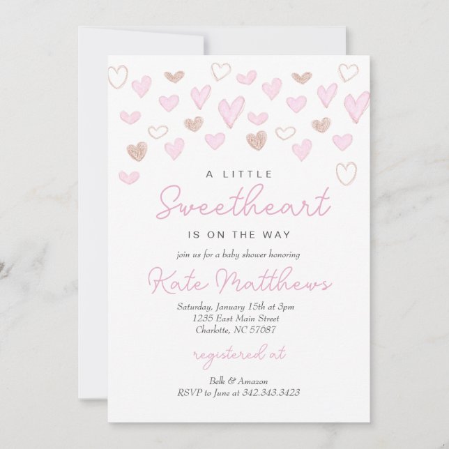 Invitación de día de San Valentín Baby Shower (Anverso)