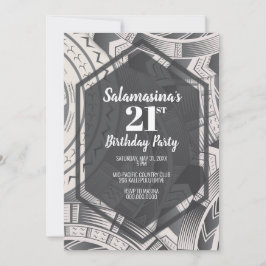 Invitación de diamante en blanco y negro Tatau