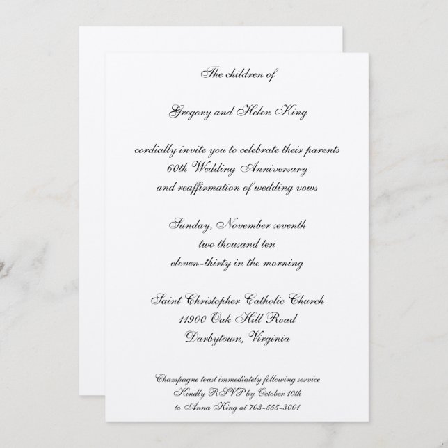 Invitación de Diamante y Platino (Anverso / Reverso)