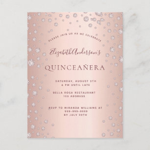 Invitación de diamantes de oro de fiesta Quinceane
