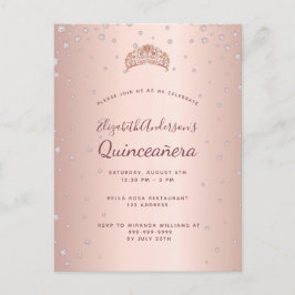 Invitación de diamantes de oro de rosa de Quincean