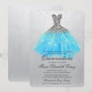 Invitación de diamantes de vestido de brillo de Qu
