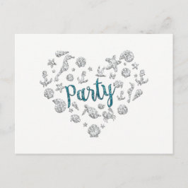 Invitación de diamantes teal para fiesta de playa