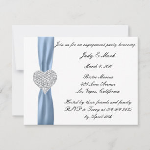 Invitación de Diamond Heart Blue Engagement Party