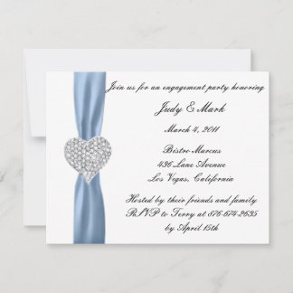 Invitación de Diamond Heart Blue Engagement Party