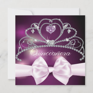 Invitación de Diamond Tiara Pink Bow Quinceañera