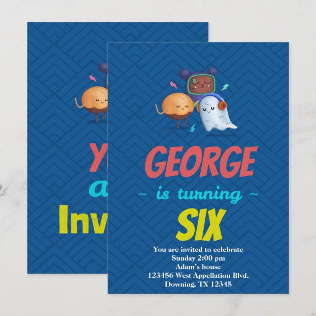 Invitación de dibujos animados de fantasmas monstr (Anverso / Reverso)