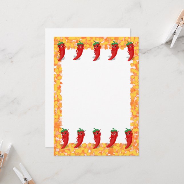 Invitación de dibujos animados Diva Pimiento Rojo (Anverso/Reverso In Situ)