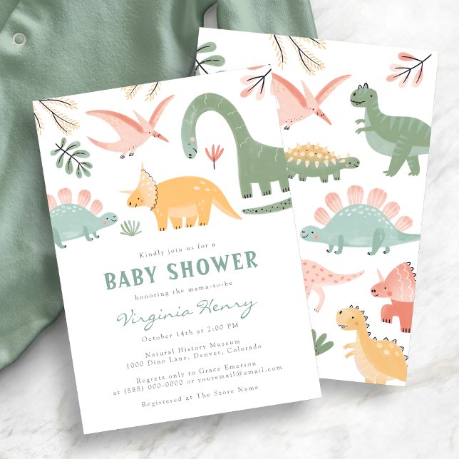 Invitación de Dino Baby Shower (Dinosaur Baby Shower Invitation
)
