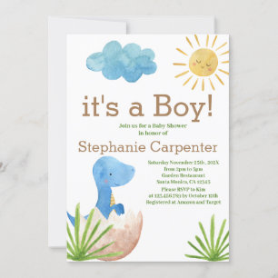 Invitación de Dinosaur Baby Shower Boy