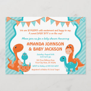 Invitación de Dinosaur Baby Shower con sobres