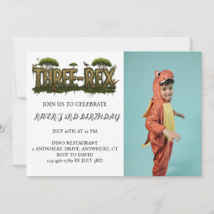 INVITACIÓN DE DINOSAUR CON FOTO PERSONALIZADA