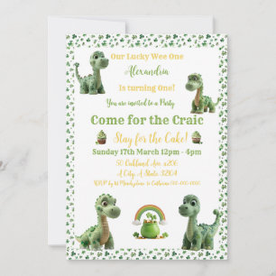 Invitación de dinosaurio afortunado de San Patrici