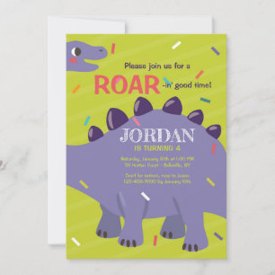 Invitación de Dinosaurio Morado