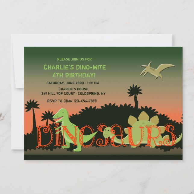Invitación de Dinosaurios (Anverso)