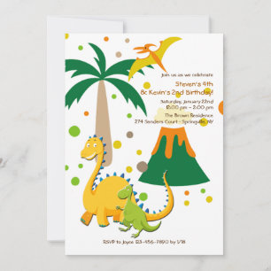 Invitación de dinosaurios grandes y pequeños