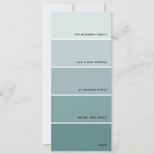Invitación de dirección nueva de Aqua Paint Swatch (Anverso)