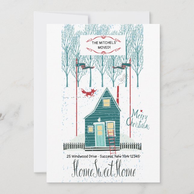 Invitación de dirección nueva de Winter Home (Anverso)
