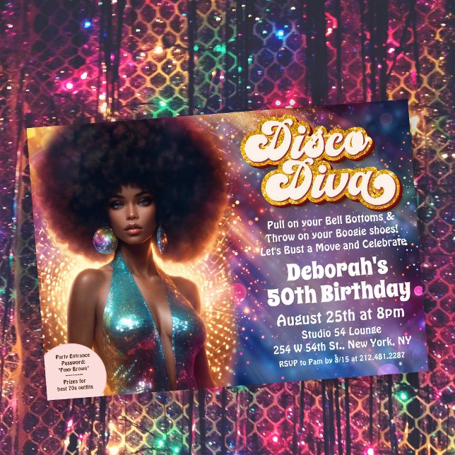 Invitación de Disco Diva Afroamericana de los 70 (Subido por el creador)