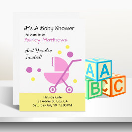 Invitación de Diseño de Cochecito para Baby Shower