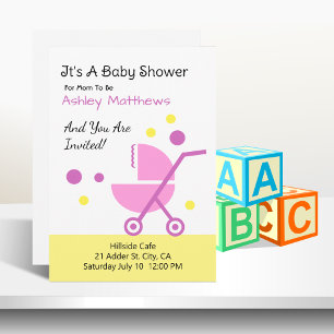 Invitación de Diseño de Cochecito para Baby Shower
