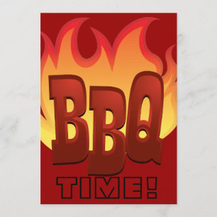 invitación de diseño de texto con llama de bbq