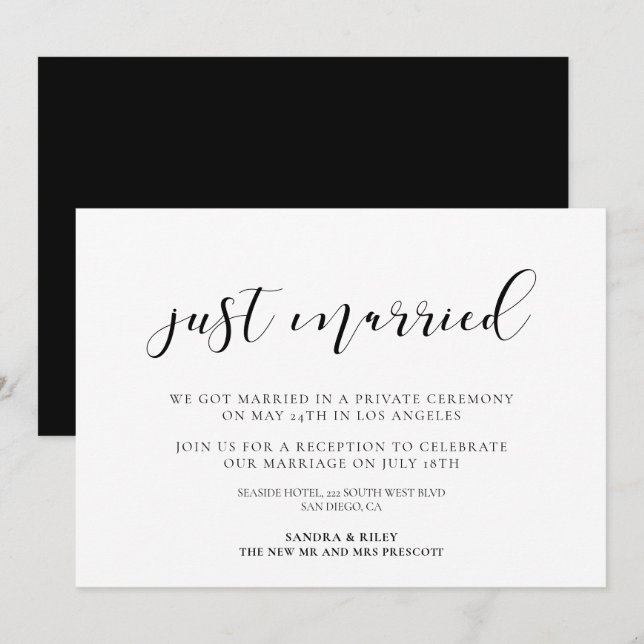 Invitación de diseño elegante casada (Anverso / Reverso)