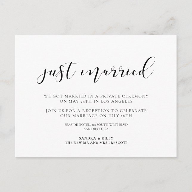 Invitación de diseño elegante casada (Anverso)