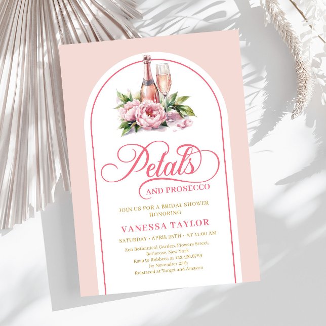 Invitación de diseño personalizado de pétalos clás (Classic petals and prosecco invite custom layout

)